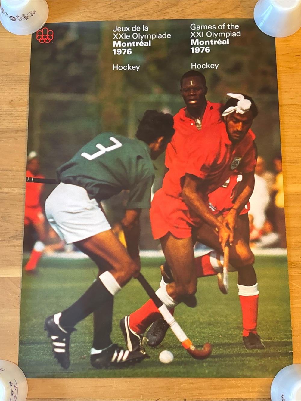 Vintage Original Large 1976 Montreal Olympics Field Hockey Poster 16.5" x 23.5"